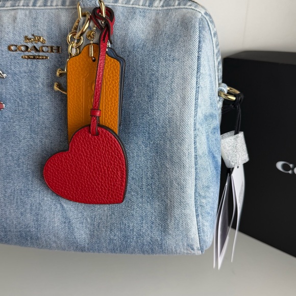 NWT Coach Rowan Large Satchel Bag In Loved Denim With Charms - Picture 7 of 16